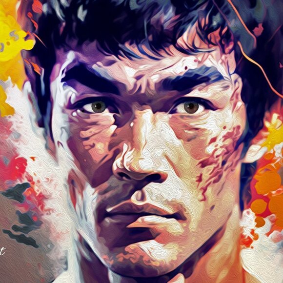 Bruce Lee Portrait Wall Art Martial Arts Watercolor Oil‎ Painting Poster - Picture 4 of 7